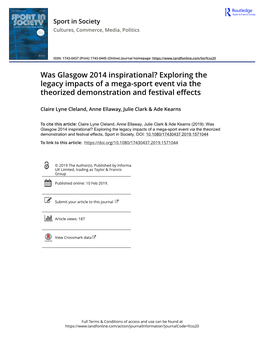 Was Glasgow 2014 Inspirational? Exploring the Legacy Impacts of a Mega-Sport Event Via the Theorized Demonstration and Festival Effects