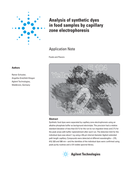 Analysis of Synthetic Dyes in Food Samples by Capillary Zone Electrophoresis