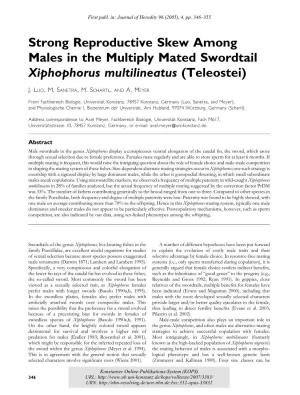 Strong Reproductive Skew Among Males in the Multiply Mated Swordtail Xiphophorus Multilineatus (Teleostei)