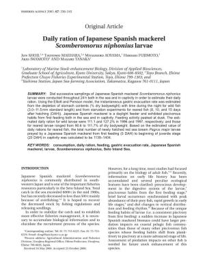 Daily Ration of Japanese Spanish Mackerel Scomberomorus Niphonius Larvae