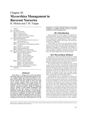Chapter 20: Mycorrhiza Management in Bareroot Nurseries