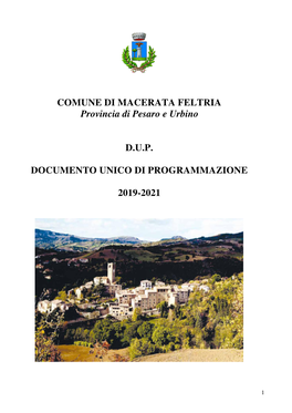 COMUNE DI MACERATA FELTRIA Provincia Di Pesaro E Urbino D.U.P