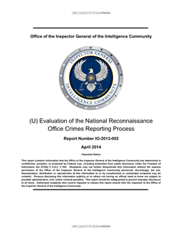 (U) Evaluation of the National Reconnaissance Office Crimes Reporting Process
