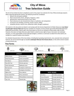 City of Mesa Tree Selection Guide