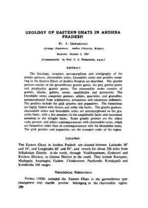 Geology of Eastern Ghats in Andhra Pradesh