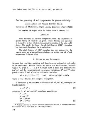 On the Geometry of Null Congruences in General Relativity*