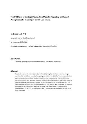 Reporting on Student Perceptions of E-Learning at Cardiff Law School V