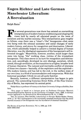 Eugen Richter and Late German Manchester Liberalism: a Reevaluation
