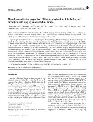 Microfilament-Binding Properties of N-Terminal Extension of the Isoform of Smooth Muscle Long Myosin Light Chain Kinase