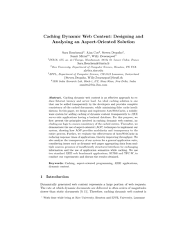 Caching Dynamic Web Content: Designing and Analysing an Aspect-Oriented Solution