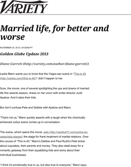 Married Life, for Better and Worse | Variety