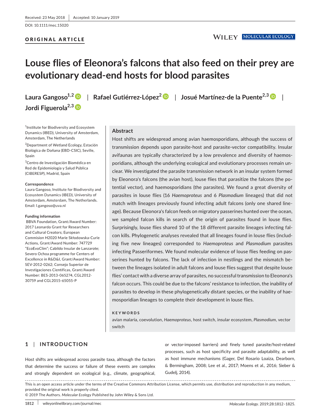 Louse Flies of Eleonora's Falcons That Also Feed on Their Prey Are