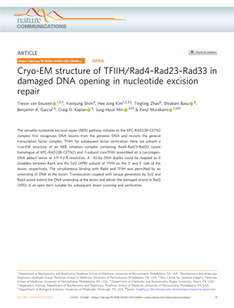 Cryo-EM Structure of TFIIH/Rad4в€“Rad23в€“Rad33 in Damaged DNA