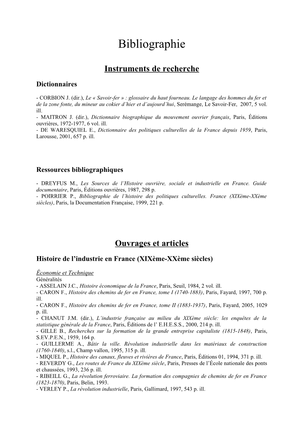 Bibliographie De Référence