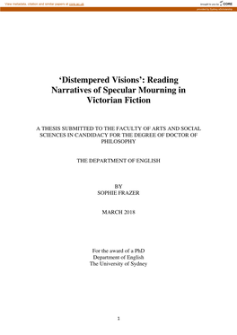 Reading Narratives of Specular Mourning in Victorian Fiction