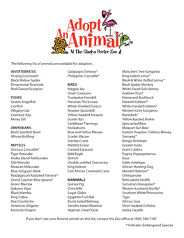 Adopt an Animal List 2014.Ai