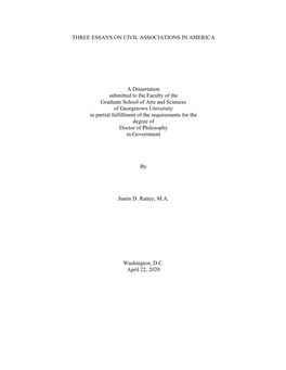 Three Essays on Civil Associations in America A