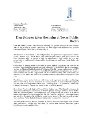 Dan Skinner Takes the Helm at Texas Public Radio