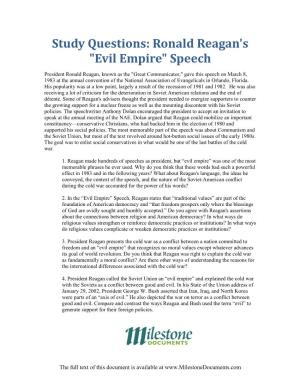 Ronald Reagan's "Evil Empire" Speech