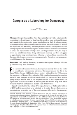 Georgia As a Laboratory for Democracy