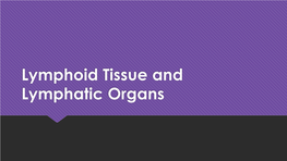 Lymphoid Tissue and Lymphatic Organs Defense Mechanisms