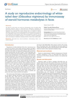 Tailed Deer (Odocoileus Virginianus) by Immunoassay of Steroid Hormones Metabolytes in Feces