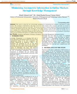 Minimizing Asymmetric Information in Online Markets Through Knowledge Management