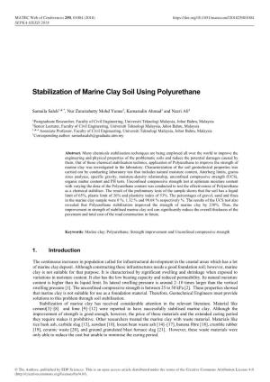 Stabilization of Marine Clay Soil Using Polyurethane