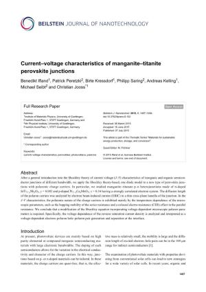 Current–Voltage Characteristics of Manganite–Titanite Perovskite Junctions