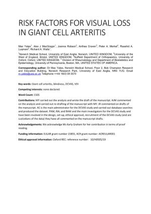 Risk Factors for Visual Loss in Giant Cell Arteritis