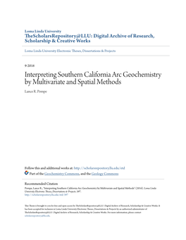 Interpreting Southern California Arc Geochemistry by Multivariate and Spatial Methods Lance R
