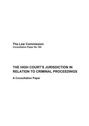 The High Court's Jurisdiction in Relation to Criminal