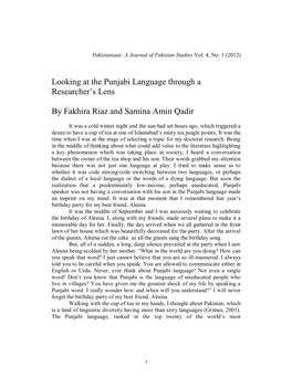 Looking at Punjabi Language Through a Researcher's Lens