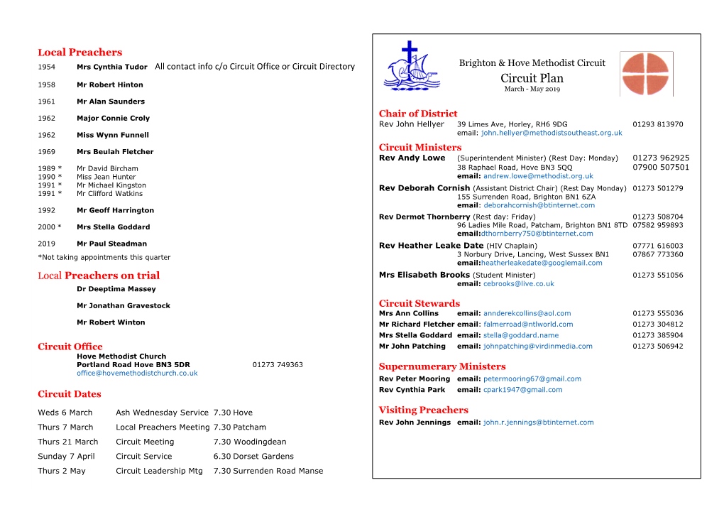 Circuit Plan 1958 Mr Robert Hinton March - May 2019