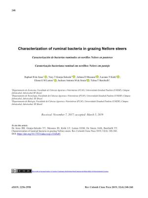 Characterization of Ruminal Bacteria in Grazing Nellore Steers