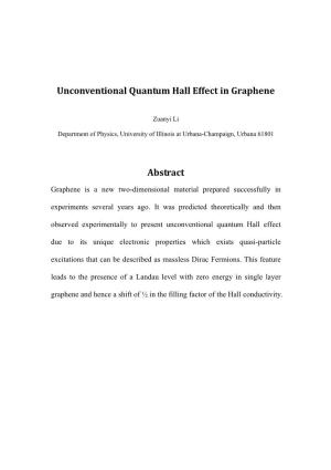 Unconventional Quantum Hall Effect in Graphene Abstract