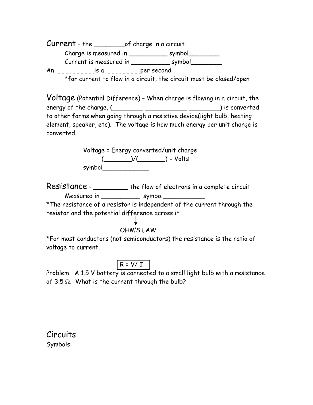 Current the ______Of Charge in a Circuit