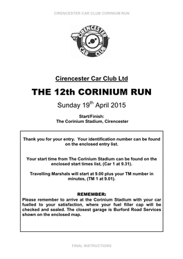 THE 12Th CORINIUM RUN