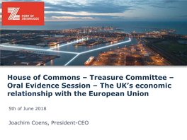 Treasure Committee – Oral Evidence Session – the UK’S Economic Relationship with the European Union