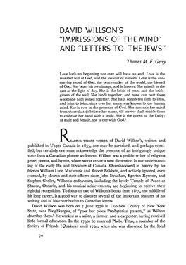 David Willson's "Impressions of the Mind" and "Letters to the Jews"