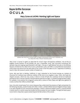 Mary Corse at LACMA: Painting Light and Space,” Ocula