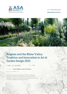 Belgium and the Rhine Valley: Tradition and Innovation in Art & Garden Design 2023