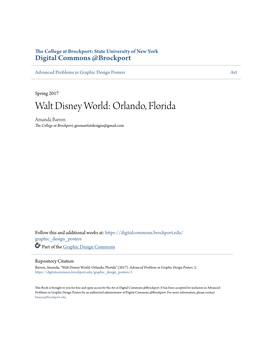 Walt Disney World: Orlando, Florida Amanda Barron the College at Brockport, Greenartistdesigns@Gmail.Com