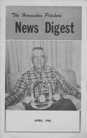 APRIL, 1966 2 the Horseshoe Pitcher's News Digest/April, 1966