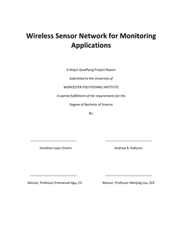Wireless Sensor Network for Monitoring Applications