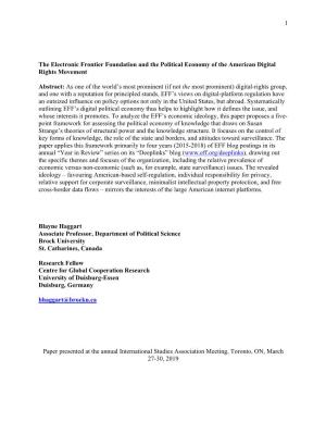 Haggart EFF and the Political Economy of the American Digital