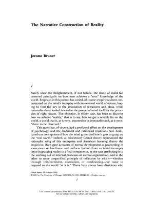 Jerome Bruner the Narrative Construction of Reality
