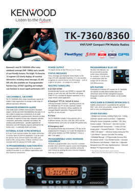 TK-7360/8360 VHF/UHF Compact FM Mobile Radios