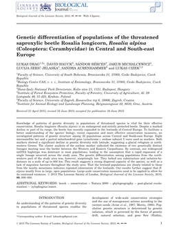 Genetic Differentiation of Populations of the Threatened Saproxylic Beetle