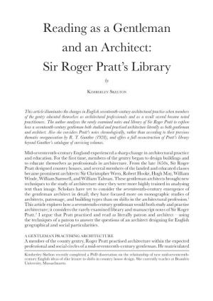 Sir Roger Pratt's Library